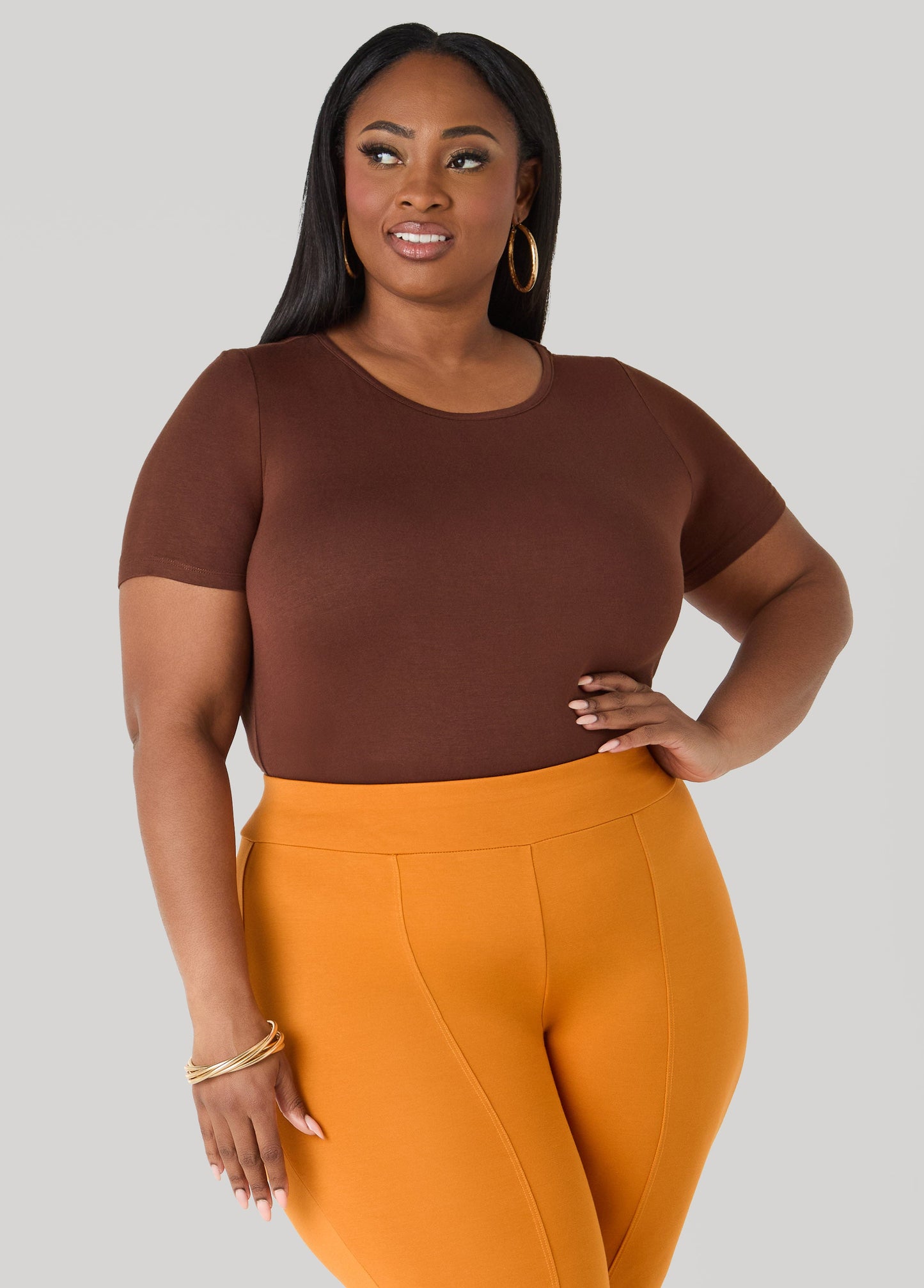 Ashley Stewart Basic Crewneck Jersey Tee Victoria Blue