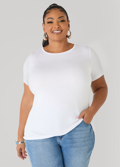 Ashley Stewart Basic Crewneck Jersey Tee Victoria Blue