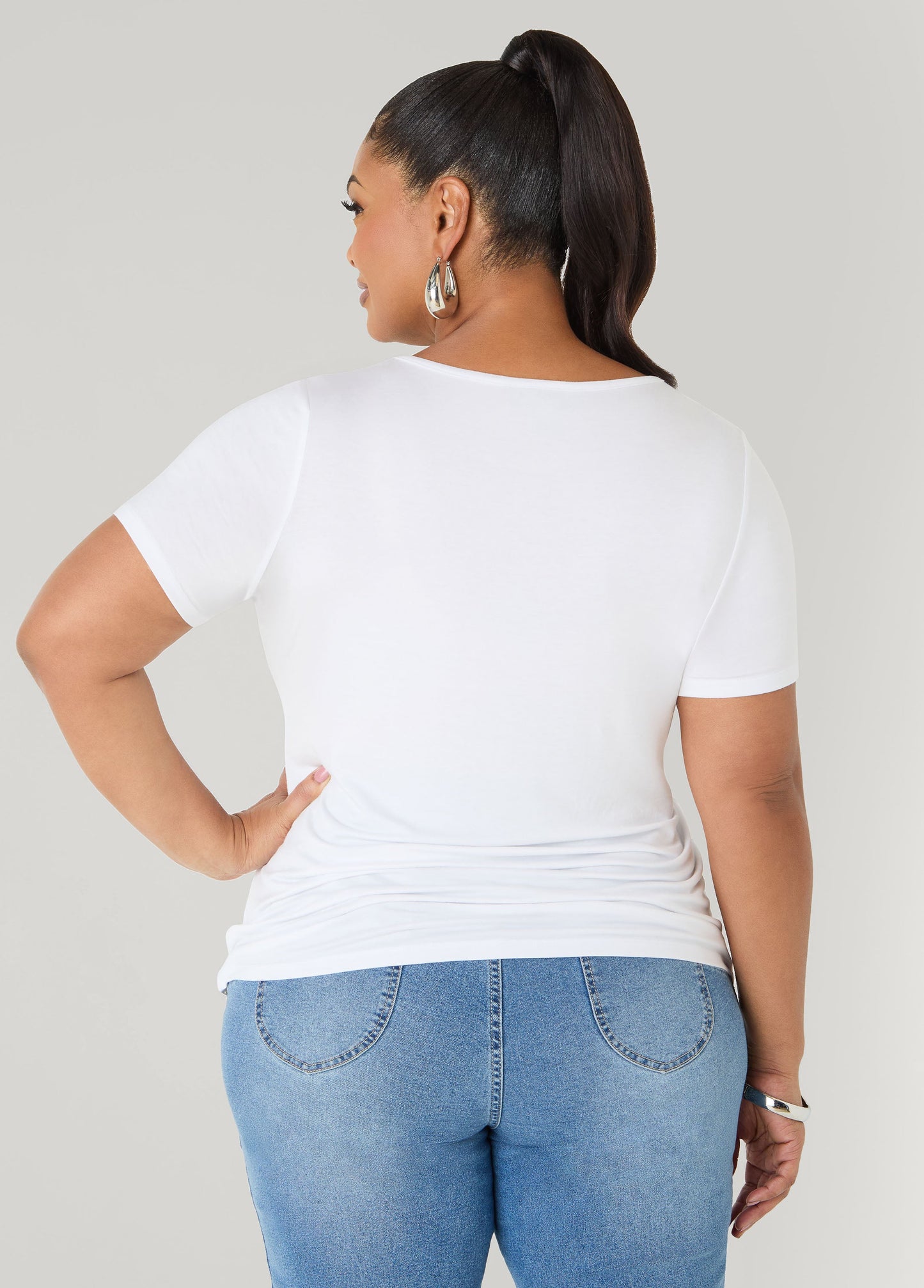 Ashley Stewart Basic Crewneck Jersey Tee Victoria Blue