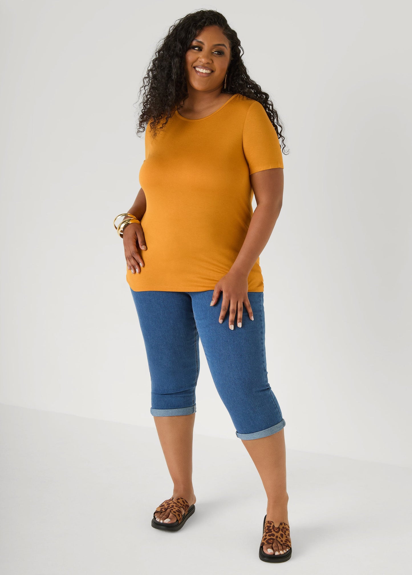 Ashley Stewart The Crewneck Jersey Tee Poinsettia
