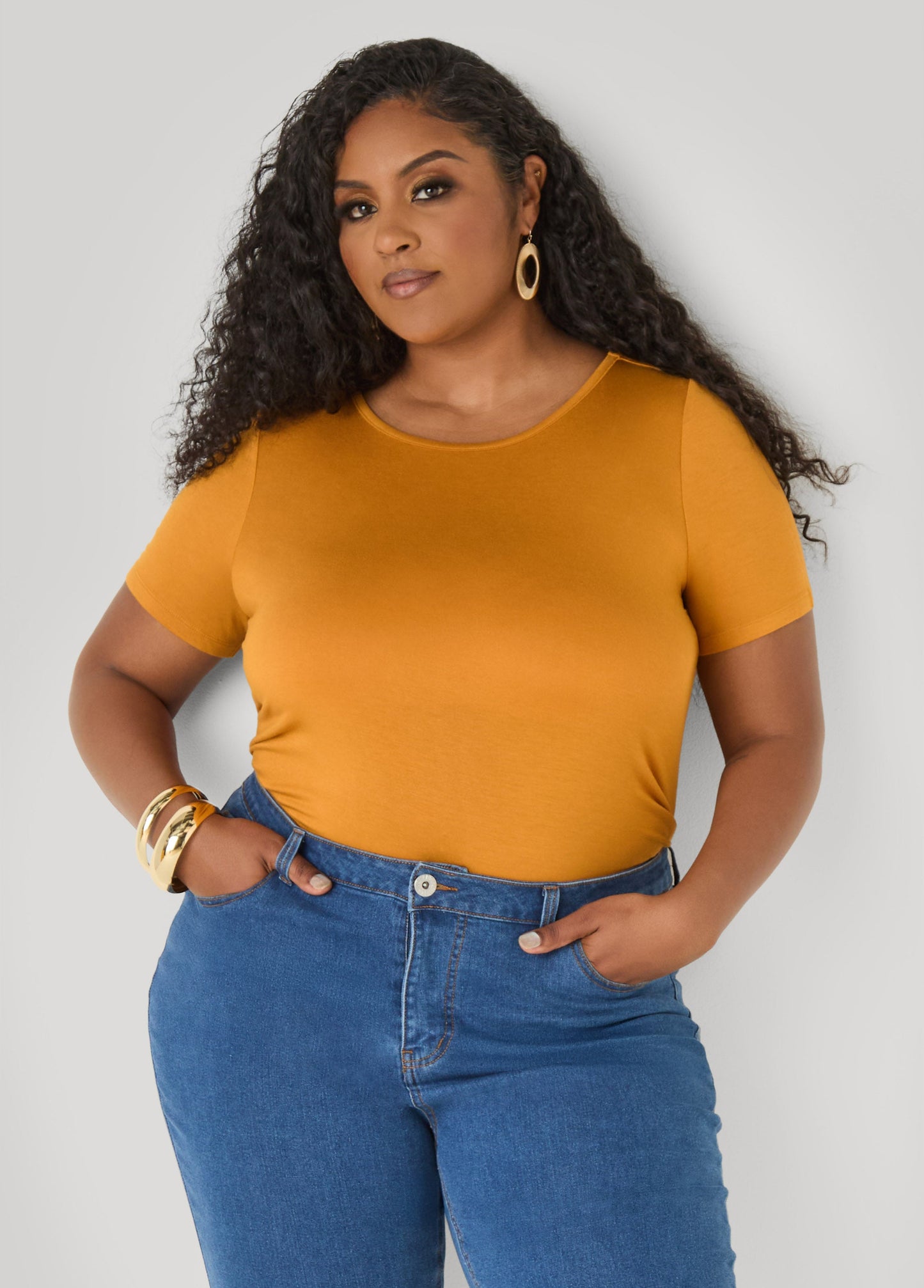 Ashley Stewart The Crewneck Jersey Tee Poinsettia