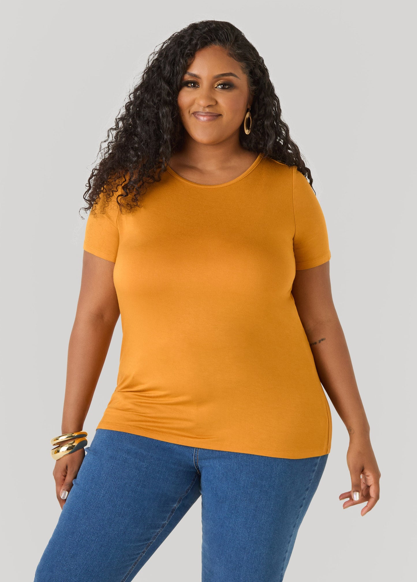 Ashley Stewart The Crewneck Jersey Tee Poinsettia