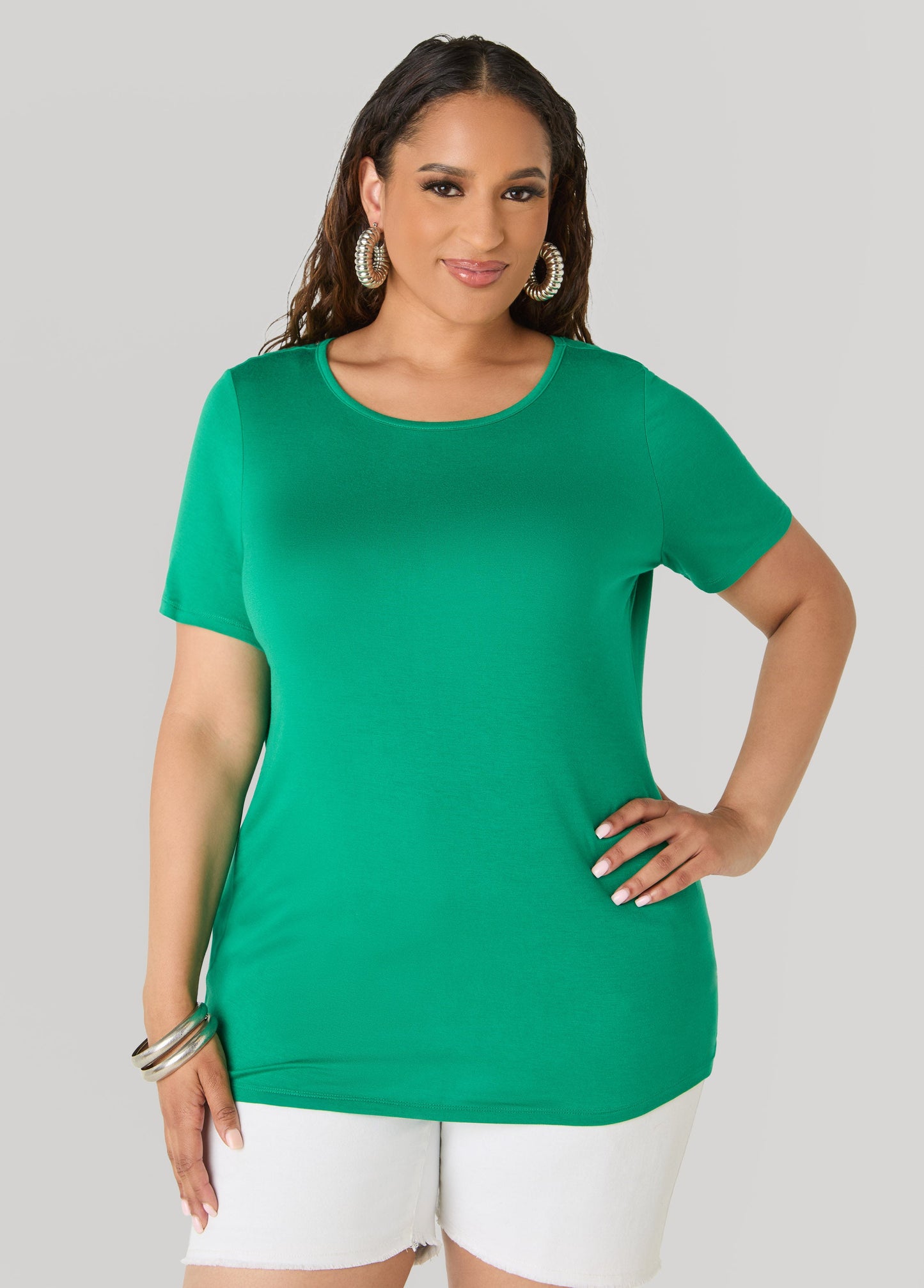 Ashley Stewart The Basic Crewneck Jersey Tee Bosphorus