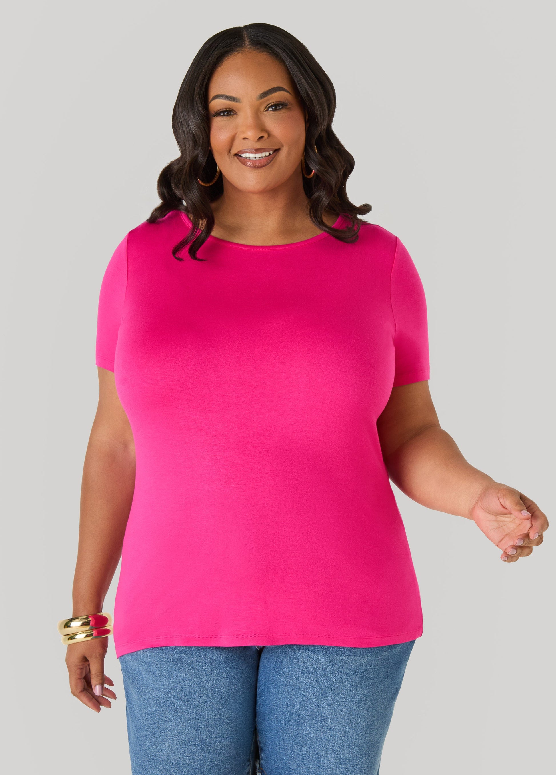 Ashley Stewart The Basic Crewneck Jersey Tee Bosphorus