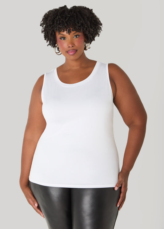 Ashley Stewart Basic Knit Cami Top White