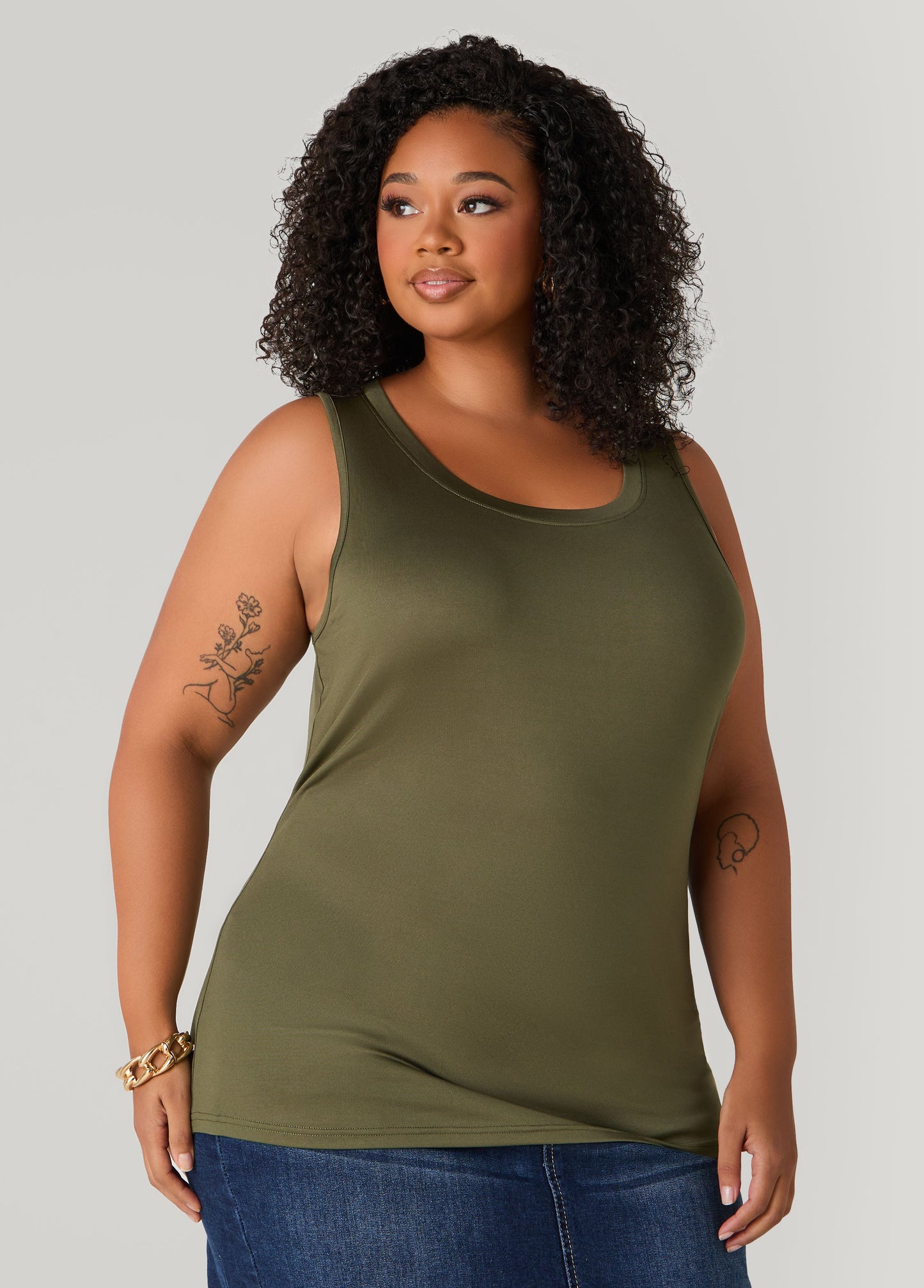 Ashley Stewart Basic Knit Cami Top White