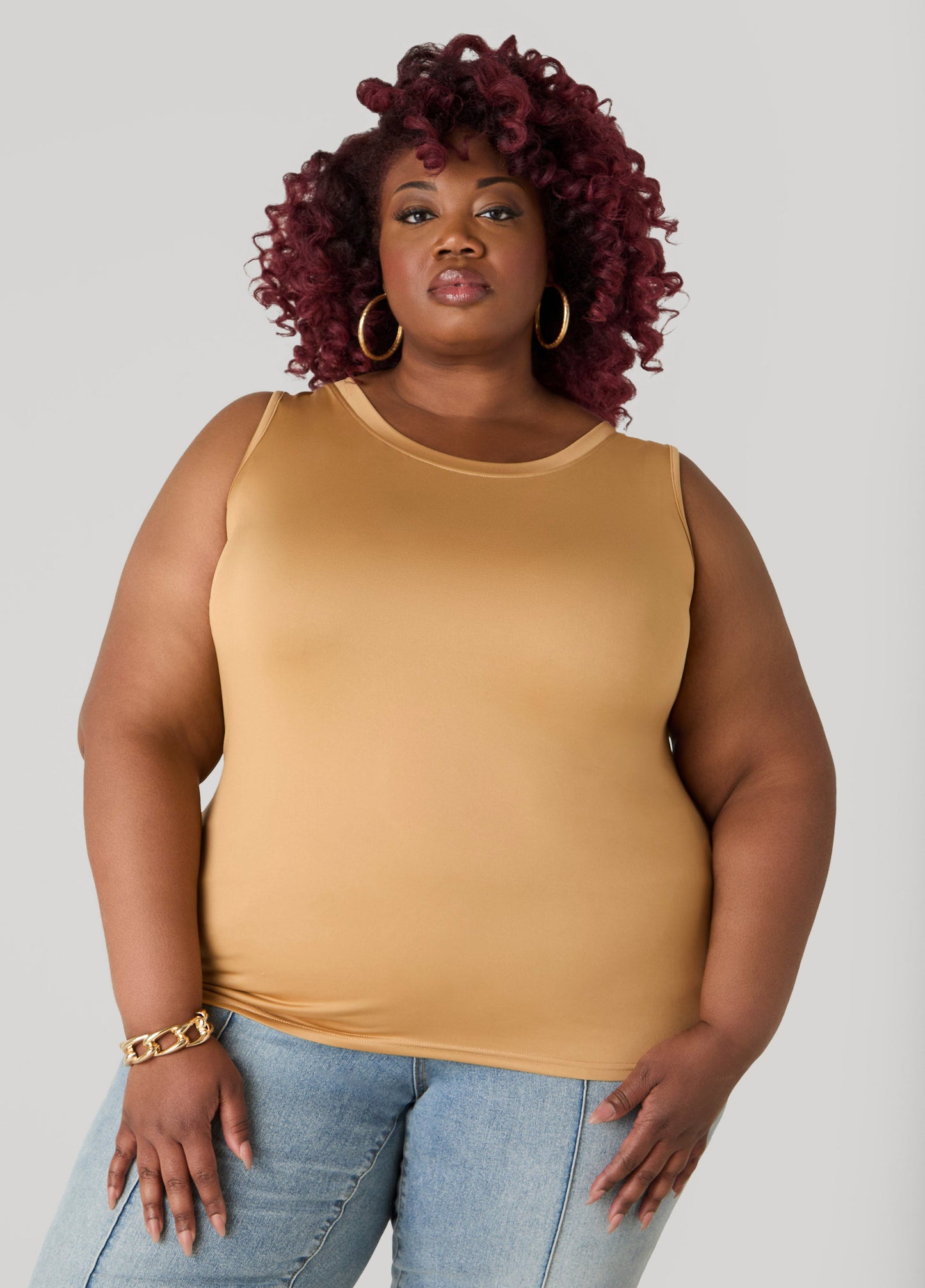 Ashley Stewart Basic Knit Cami Top White
