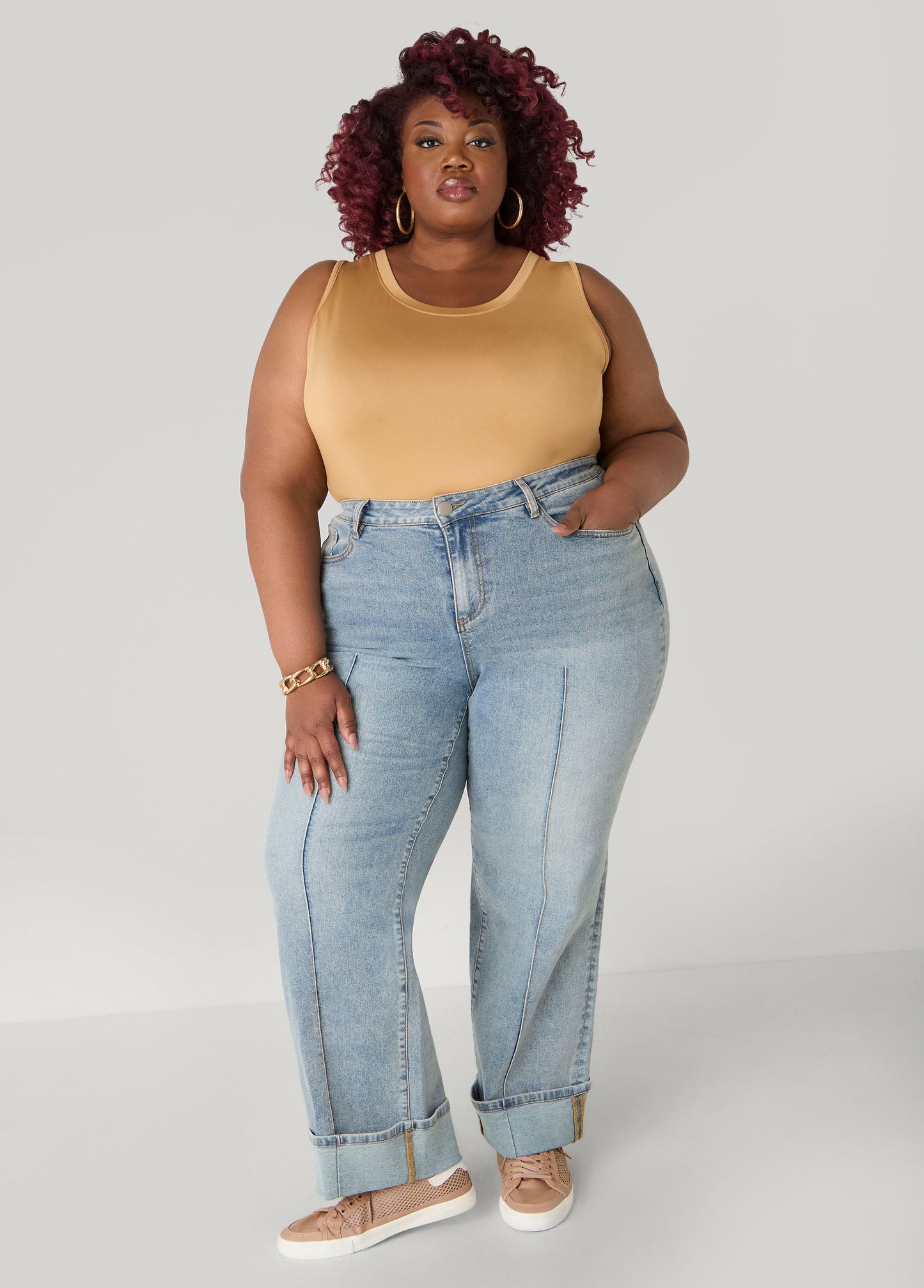 Ashley Stewart Basic Knit Cami Top White