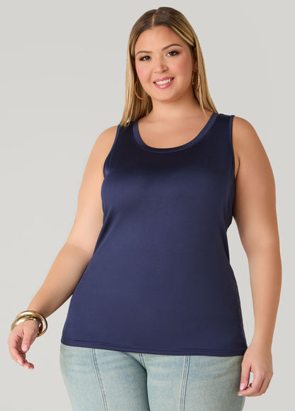 Ashley Stewart Basic Knit Cami Top White