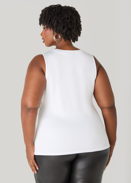 Ashley Stewart Basic Knit Cami Top White