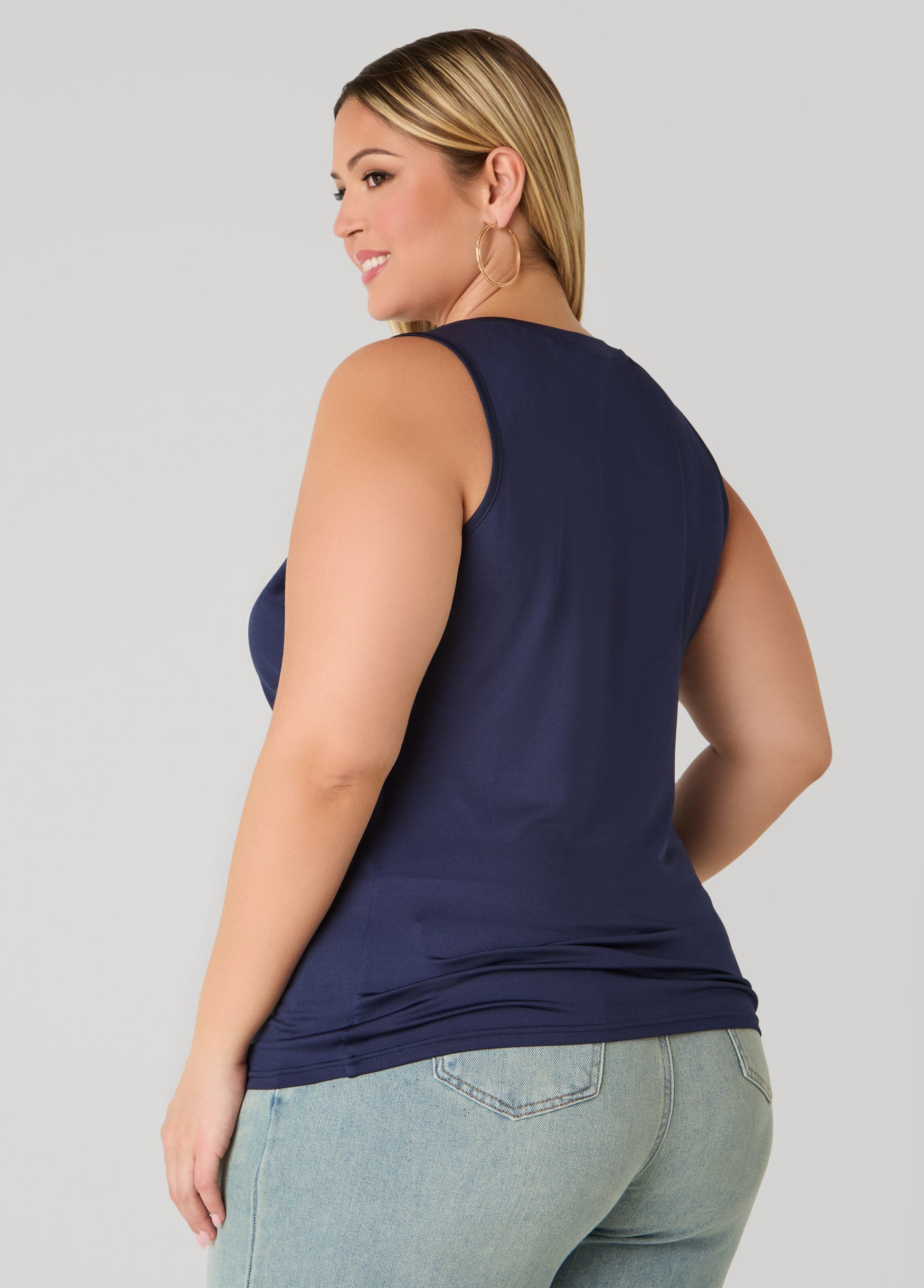 Ashley Stewart Basic Knit Cami Top White