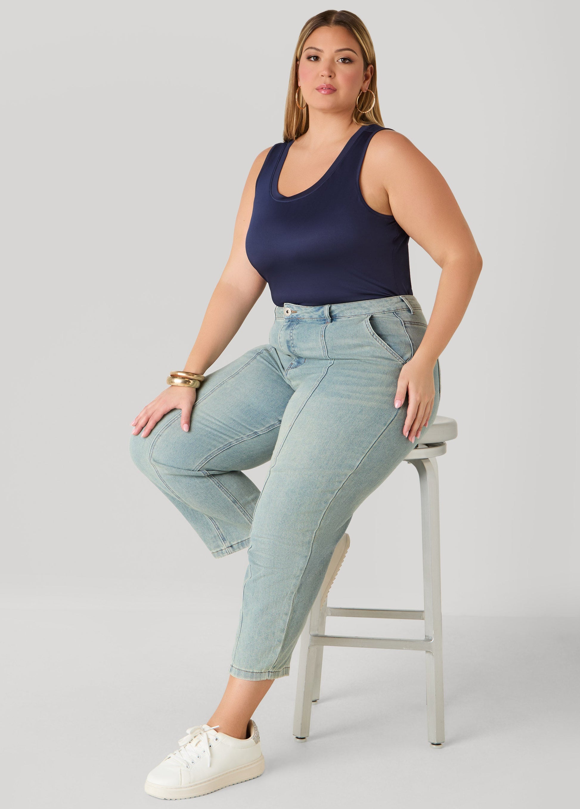 Ashley Stewart Basic Knit Cami Top White