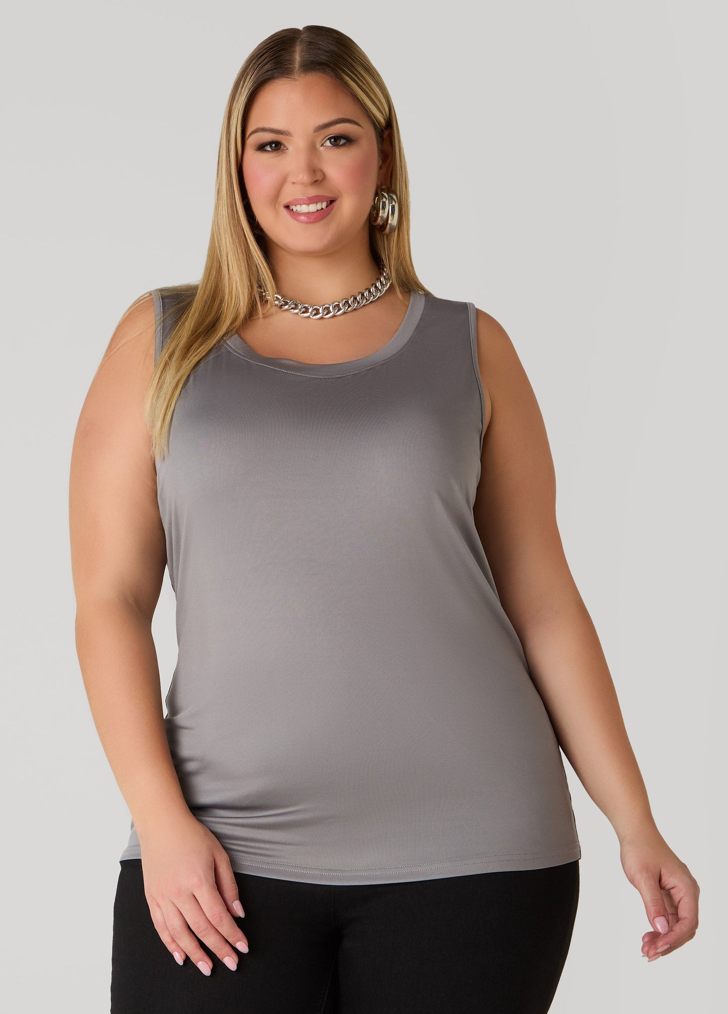 Ashley Stewart Basic Knit Cami Top White