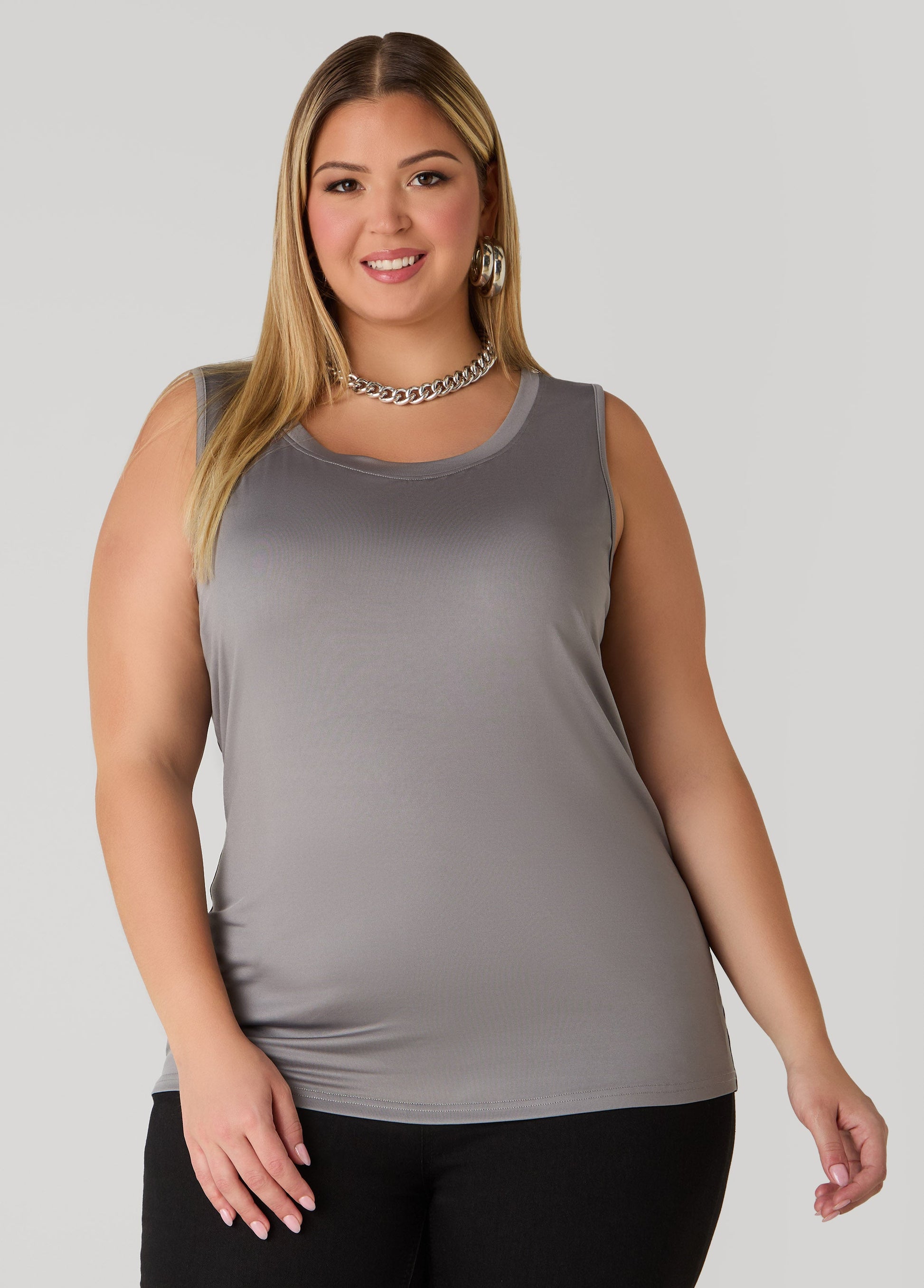 Ashley Stewart Basic Knit Cami Top White