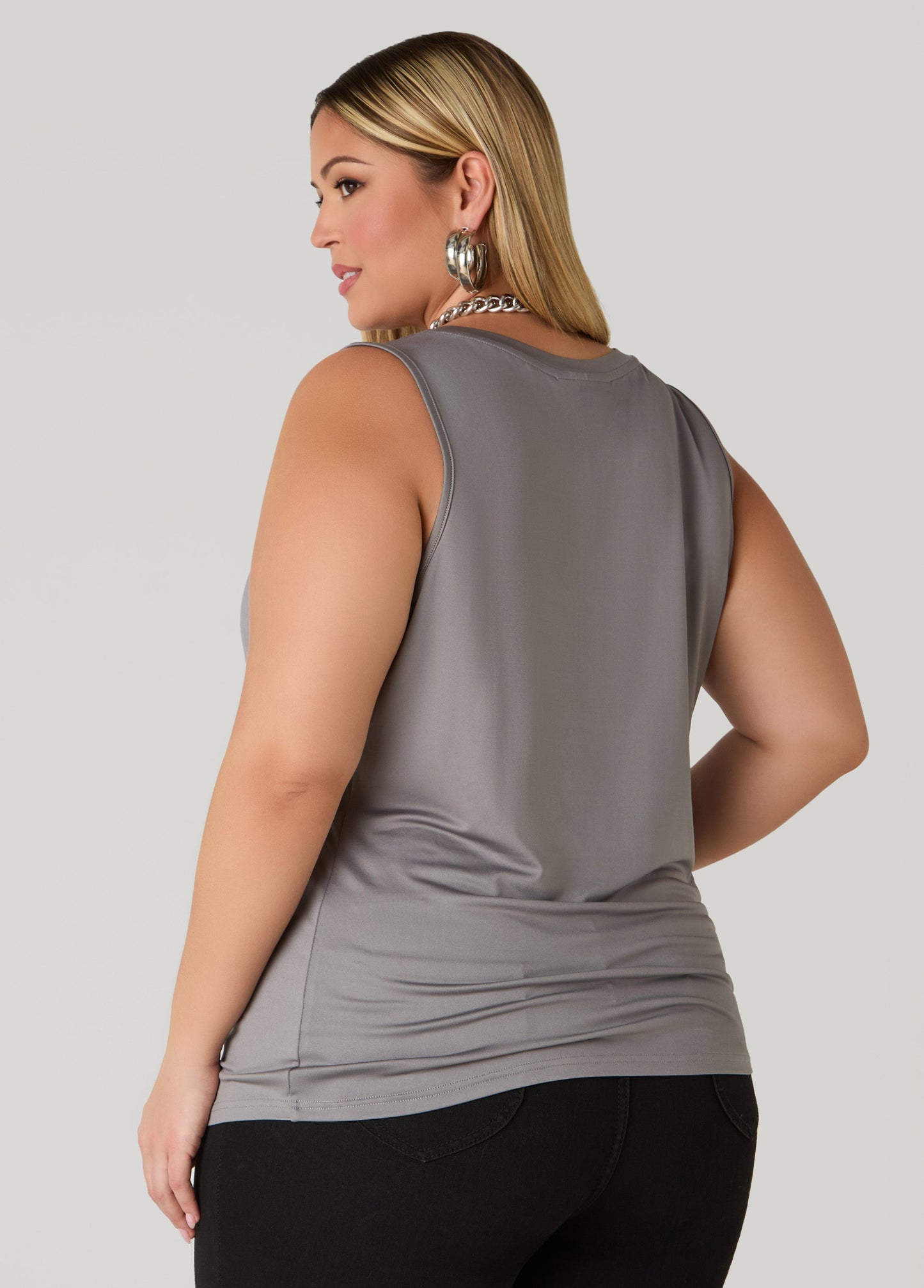 Ashley Stewart Basic Knit Cami Top White