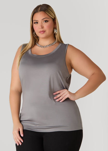 Ashley Stewart Basic Knit Cami Top White