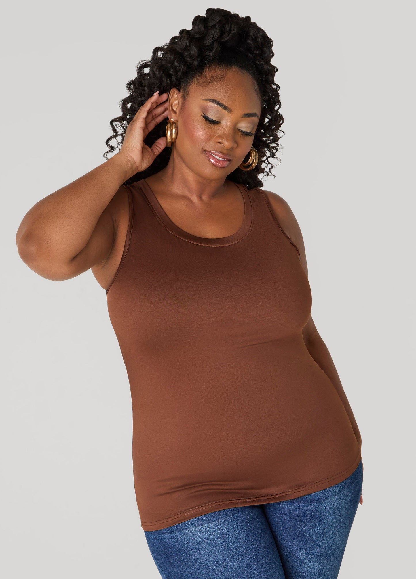 Ashley Stewart Basic Knit Cami Top White