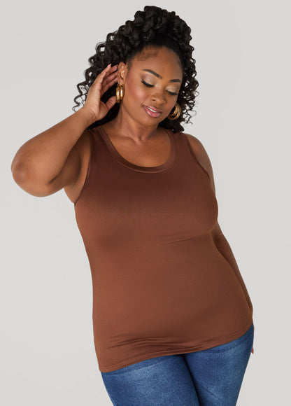 Ashley Stewart Basic Knit Cami Top White