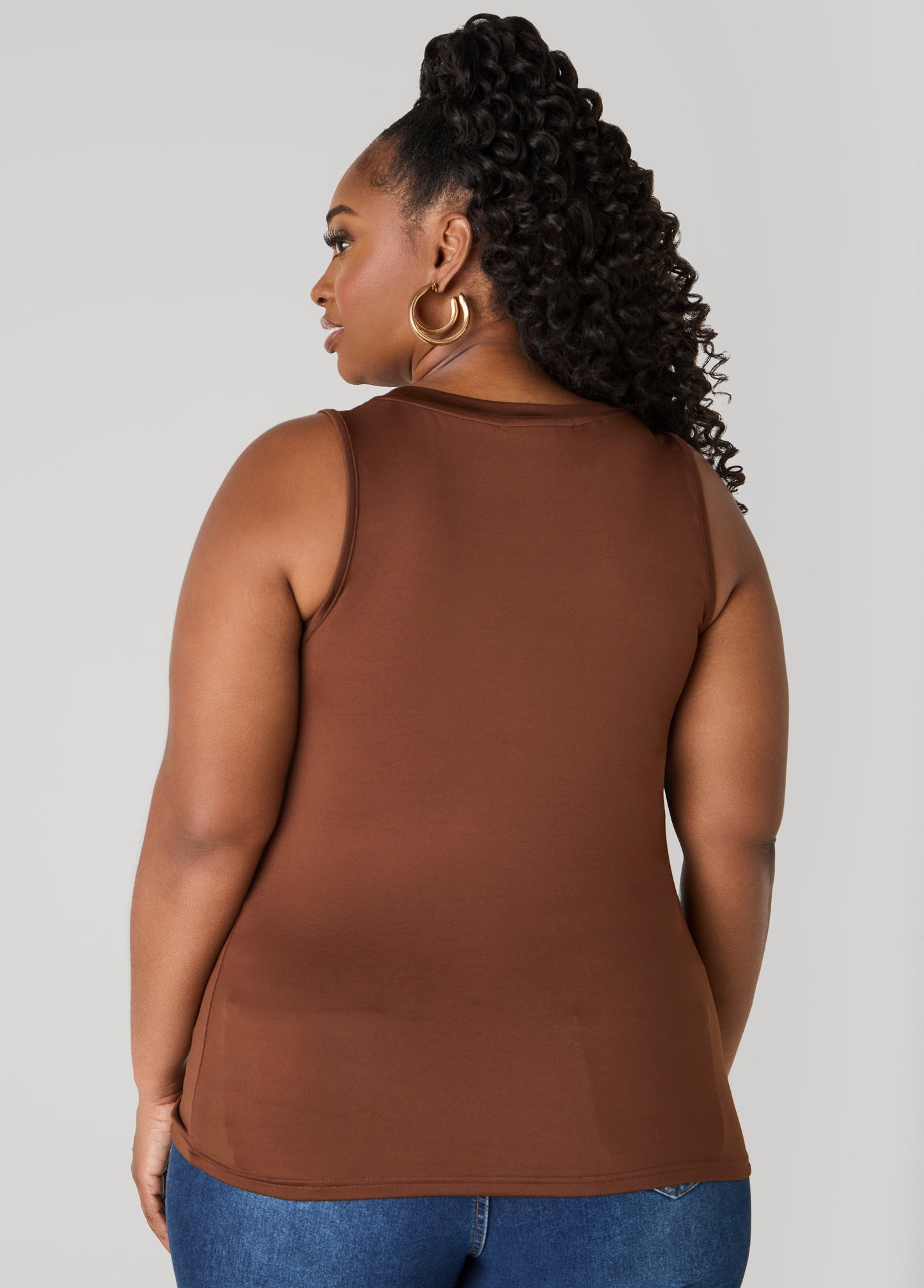 Ashley Stewart Basic Knit Cami Top White