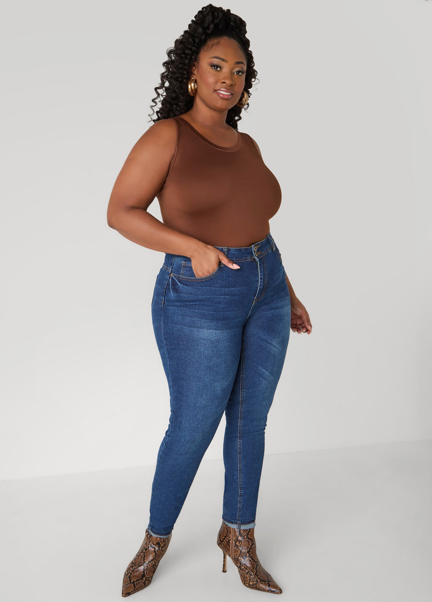 Ashley Stewart Basic Knit Cami Top White