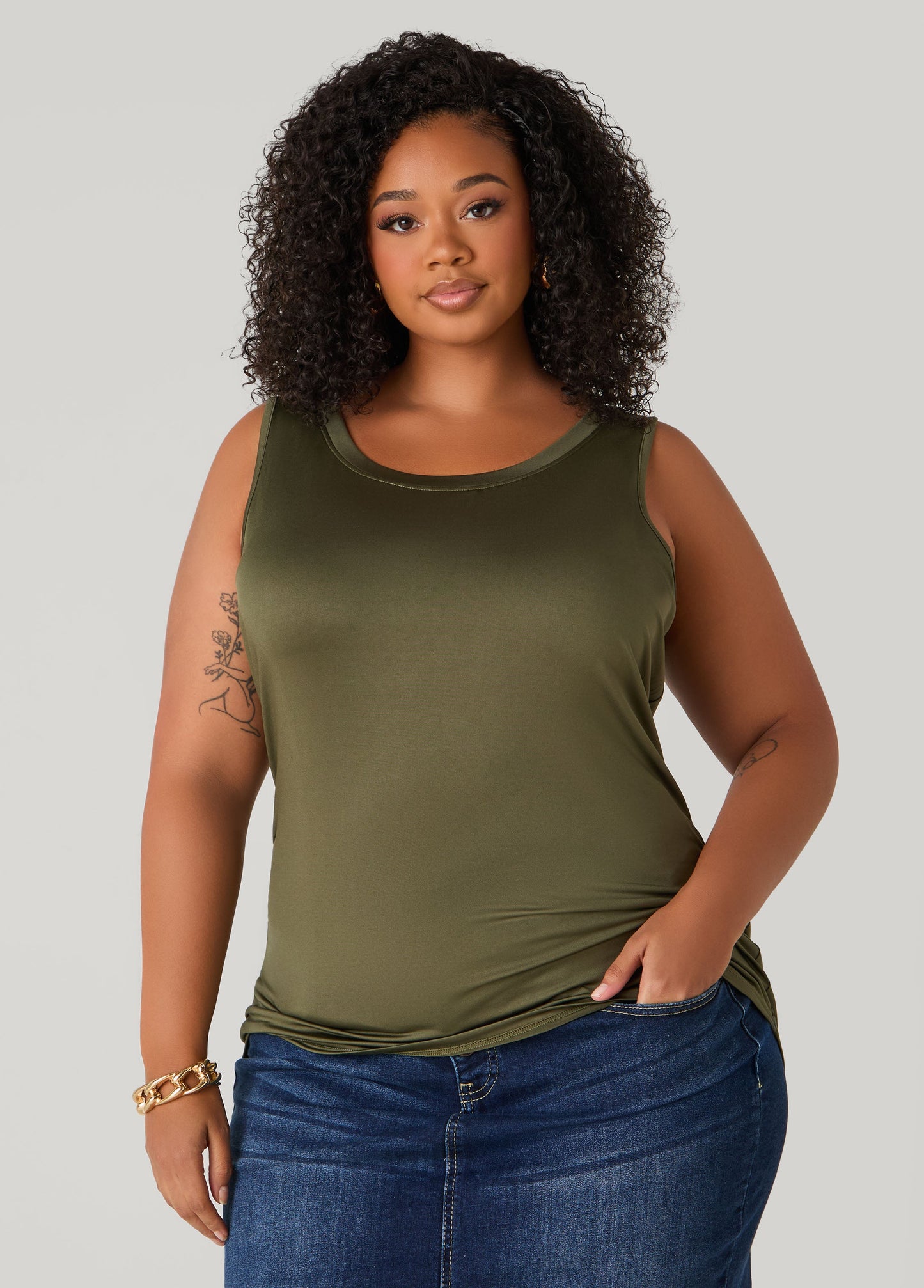 Ashley Stewart Basic Knit Cami Top White