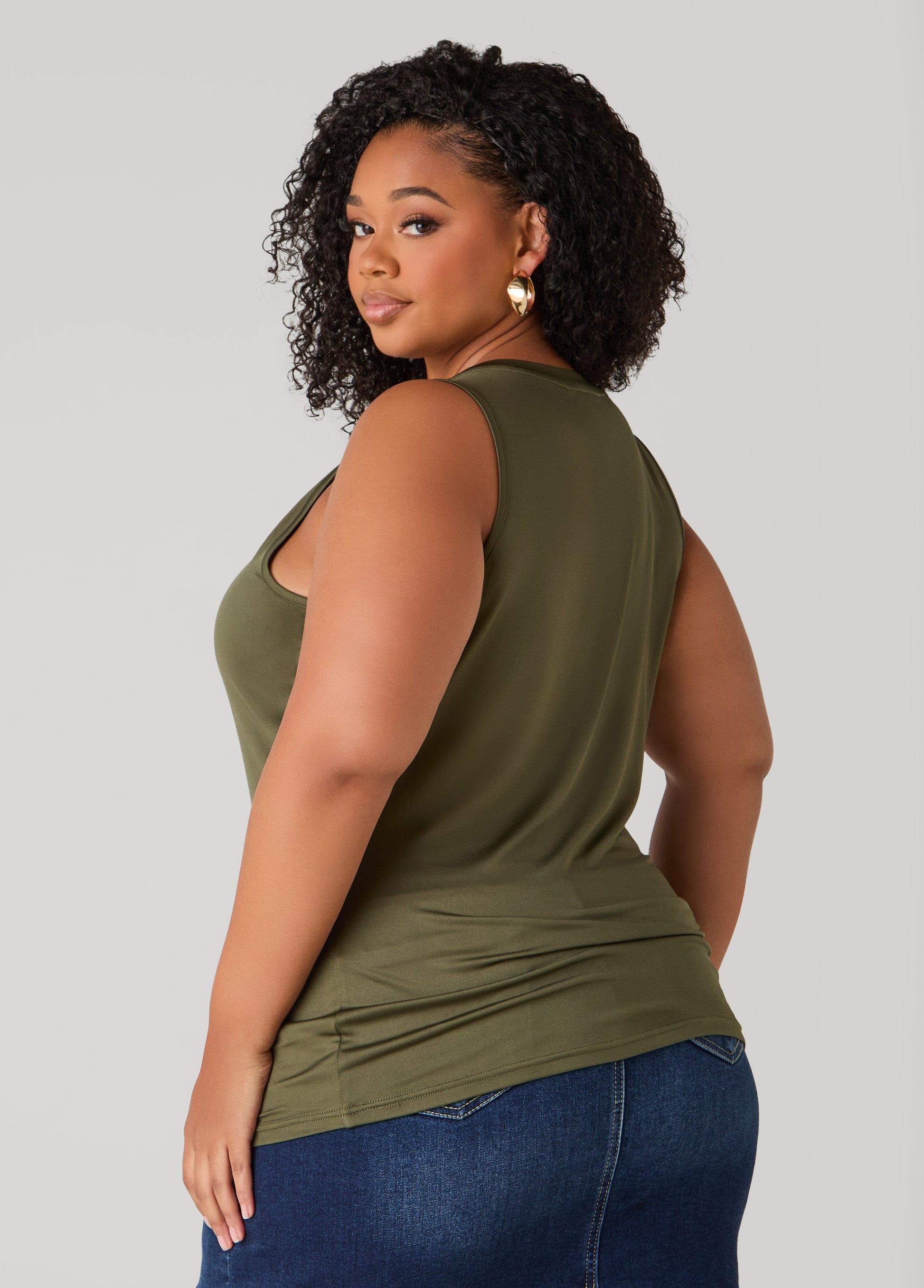 Ashley Stewart Basic Knit Cami Top White