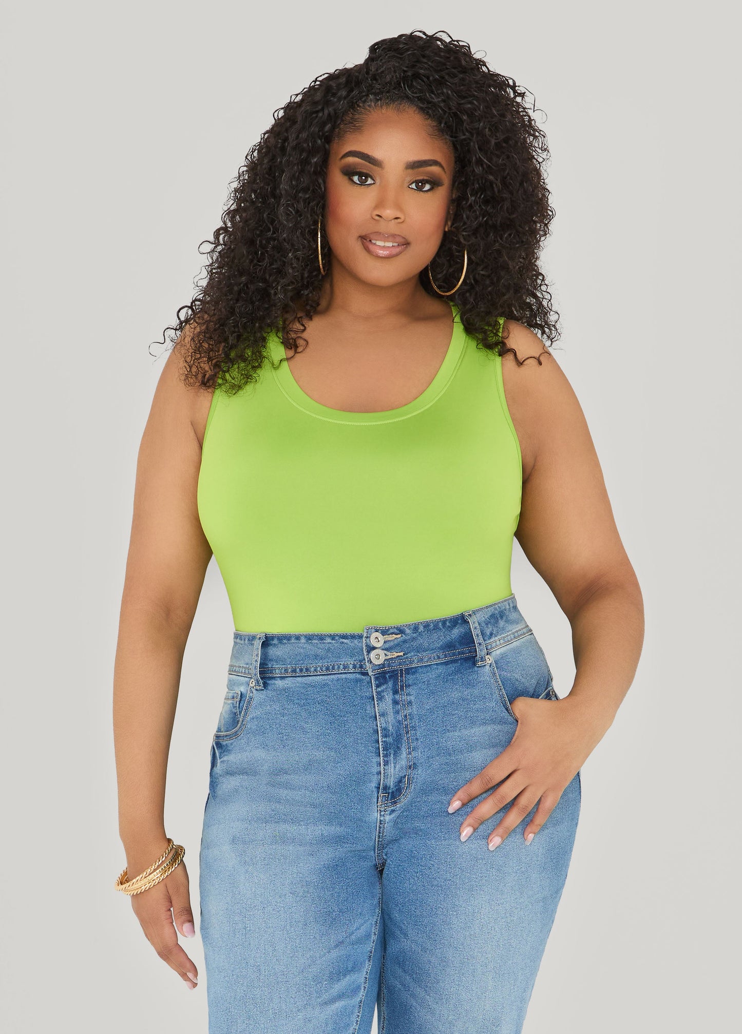 Ashley Stewart The Basic Knitted Cami Macaw Green