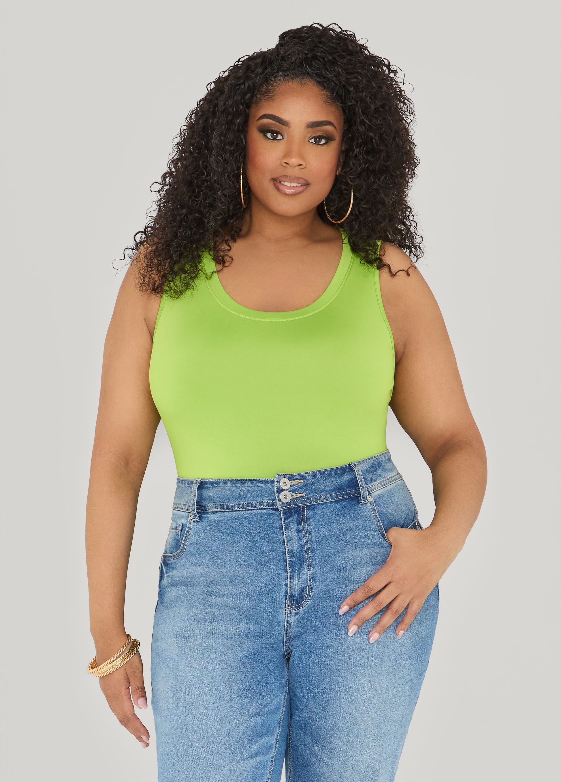Ashley Stewart The Basic Knitted Cami Macaw Green