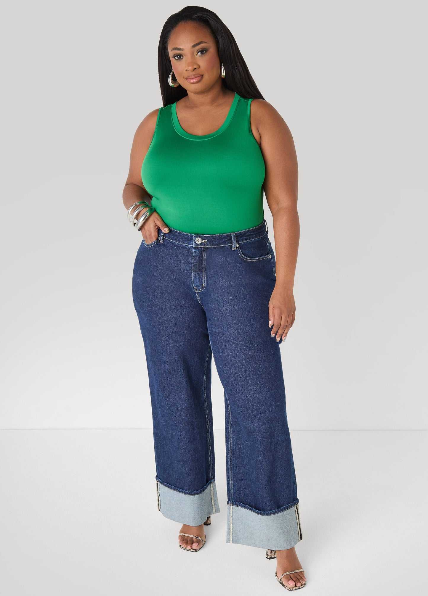 Ashley Stewart The Basic Knitted Cami Macaw Green