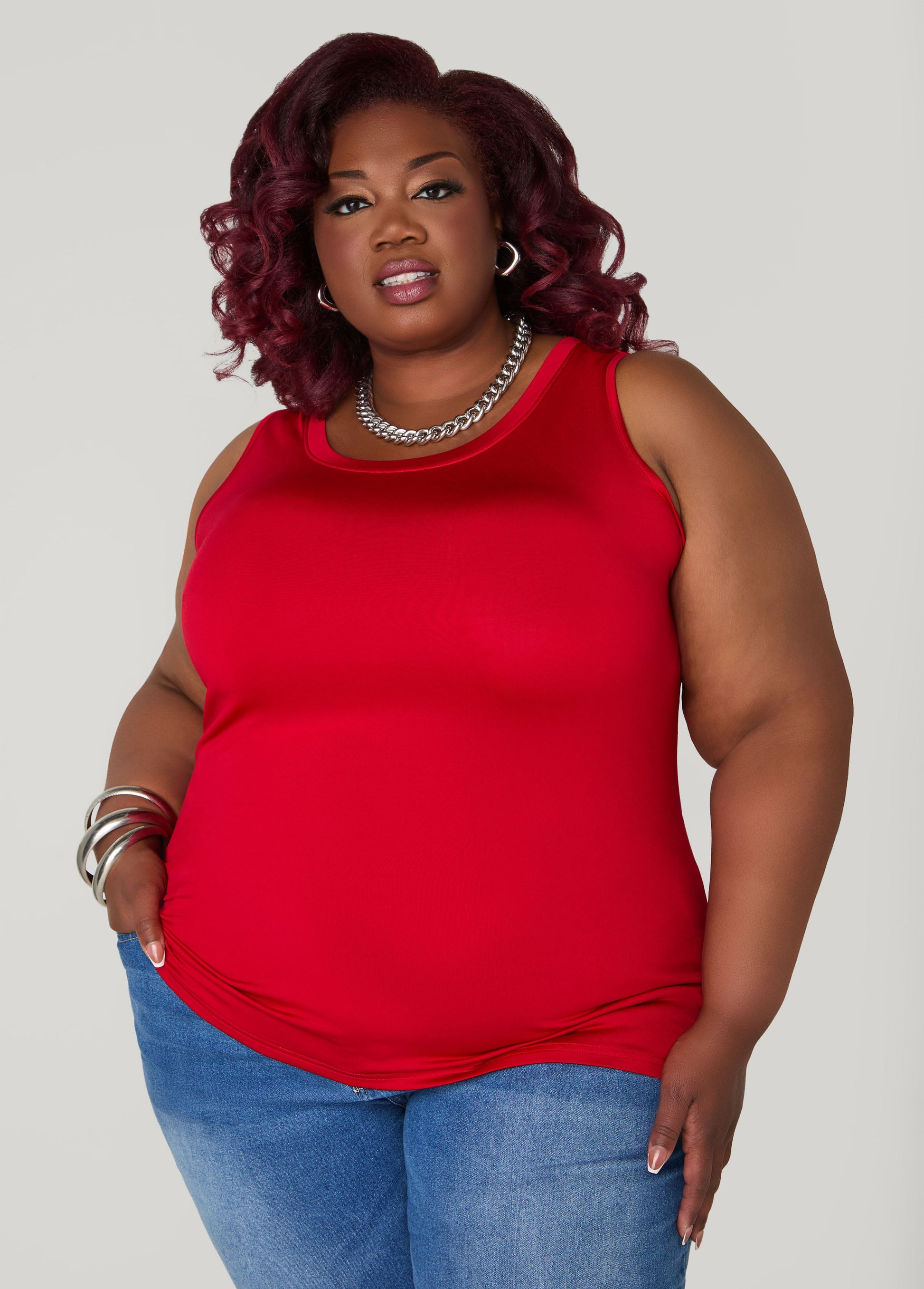 Ashley Stewart The Basic Knitted Cami Top Lychee