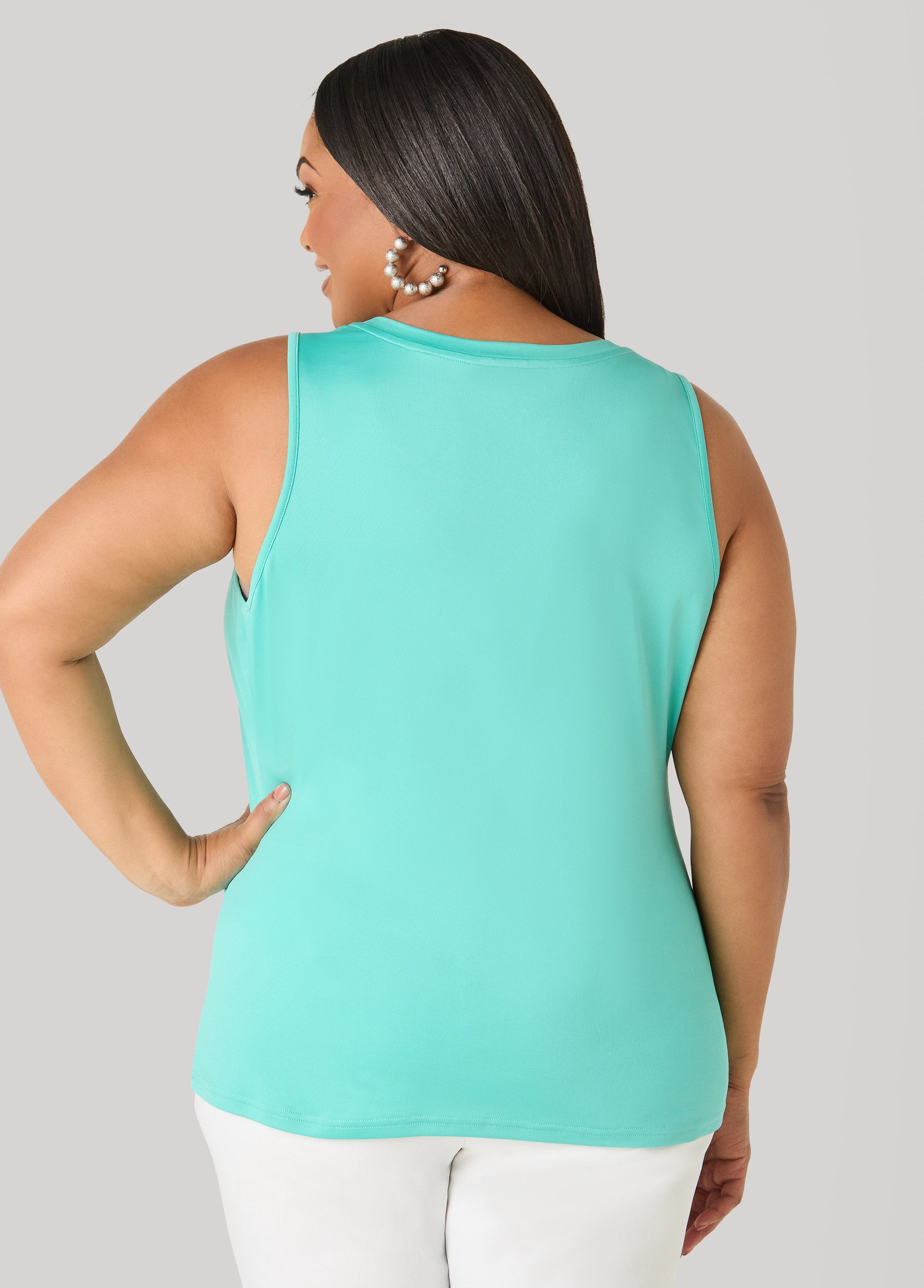 Ashley Stewart The Basic Stretch Knit Cami Top Turquoise