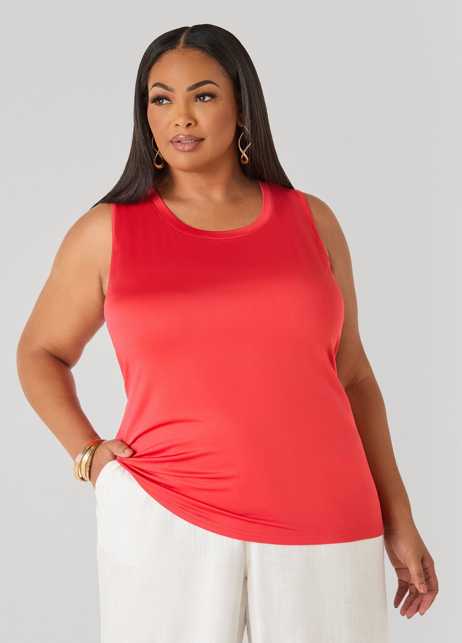 Ashley Stewart The Basic Stretch Knit Cami Top Turquoise
