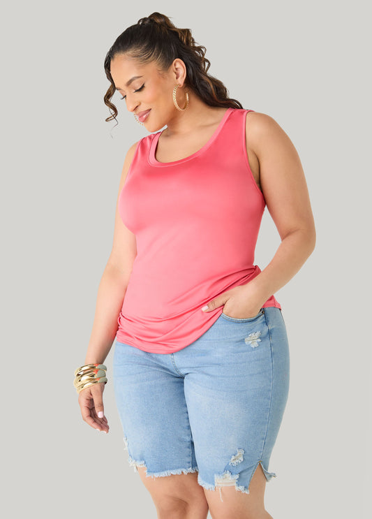 Ashley Stewart Basic Knit Cami Calypso Coral