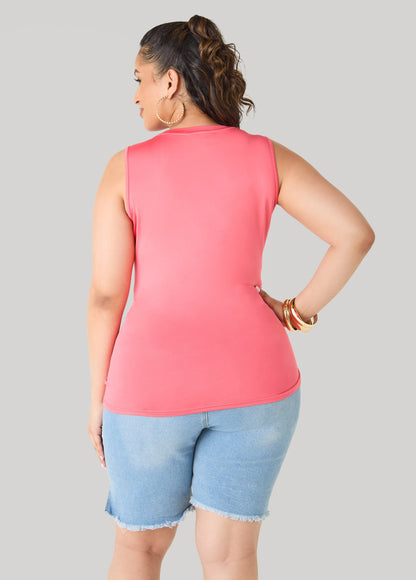 Ashley Stewart Basic Knit Cami Calypso Coral