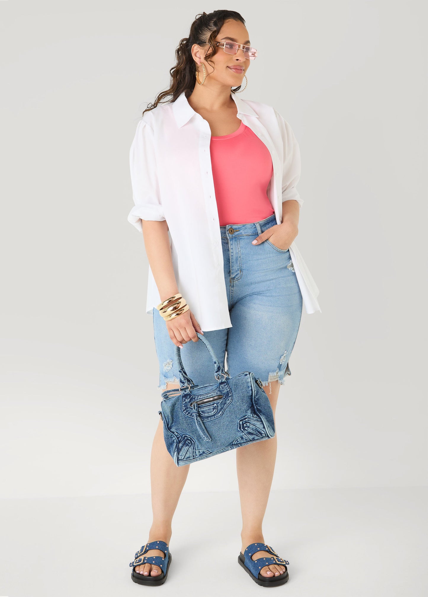 Ashley Stewart Basic Knit Cami Calypso Coral
