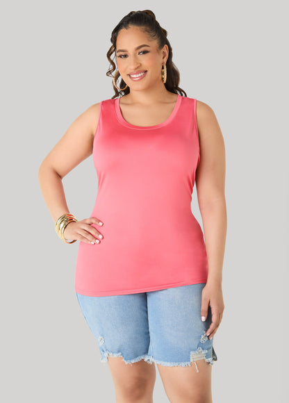 Ashley Stewart Basic Knit Cami Calypso Coral