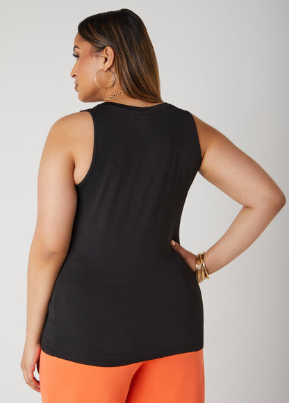 Ashley Stewart Plus Size Basic Tank Top Loose Plus Size Everyday Basic Knit Cami Iced Coffee