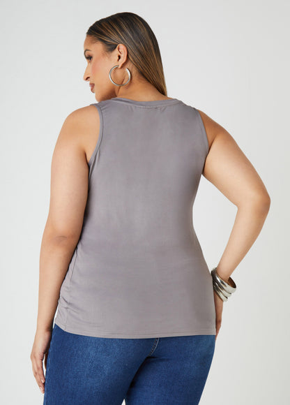 Ashley Stewart Plus Size Basic Tank Top Loose Plus Size Everyday Basic Knit Cami Iced Coffee