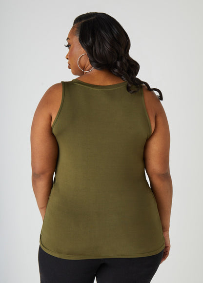 Ashley Stewart Plus Size Basic Tank Top Loose Plus Size Everyday Basic Knit Cami Iced Coffee