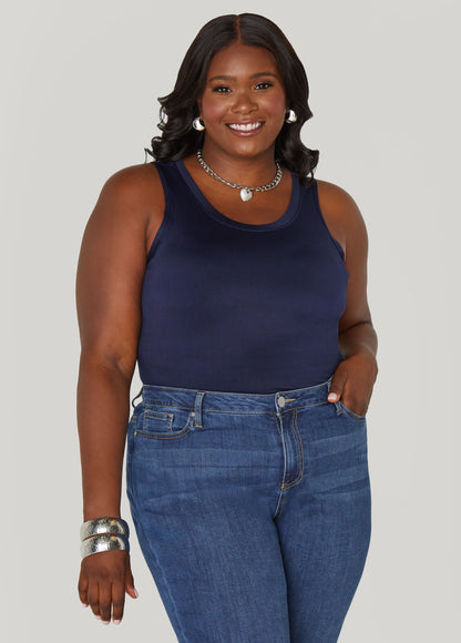 Ashley Stewart Plus Size Basic Tank Top Loose Plus Size Everyday Basic Knit Cami Iced Coffee