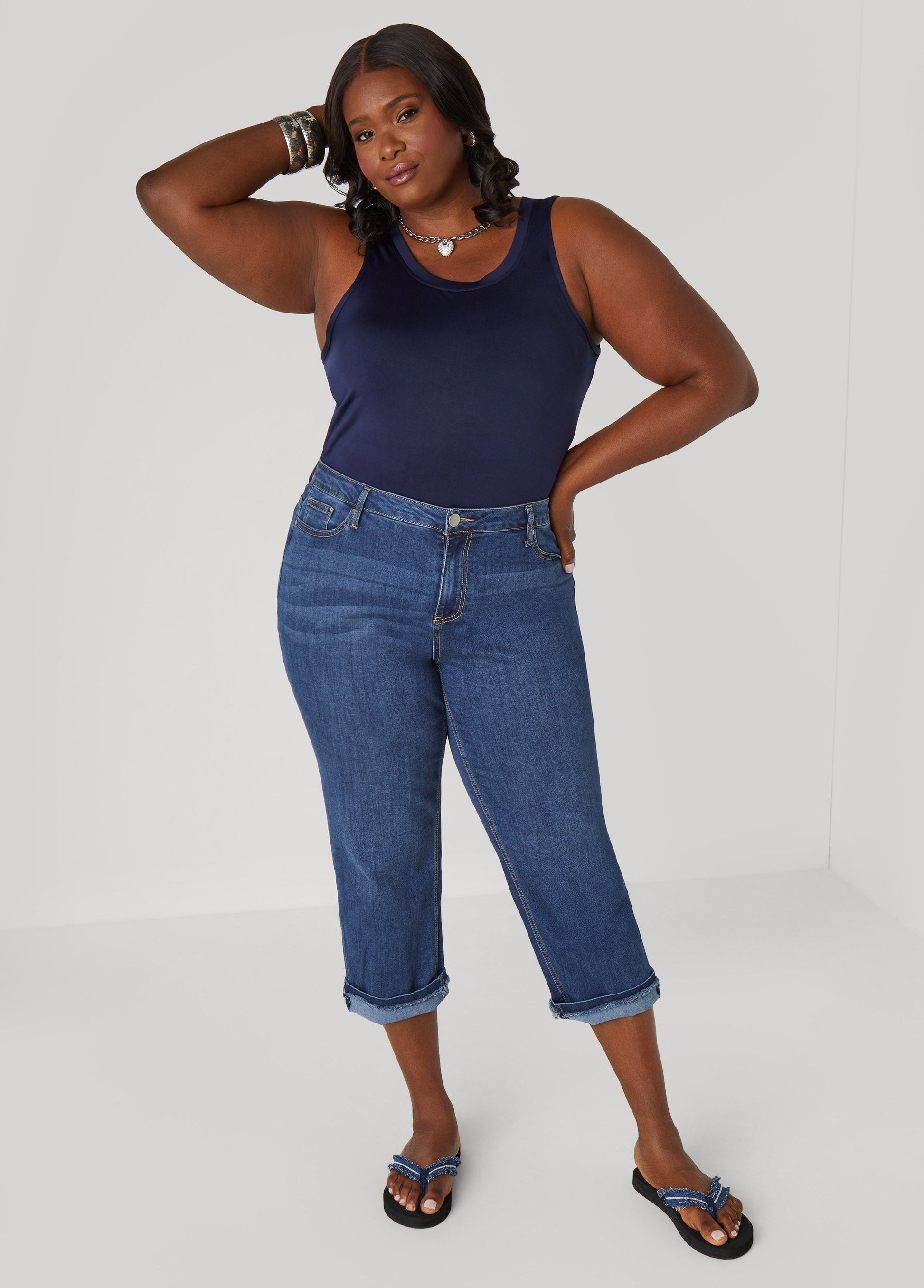 Ashley Stewart Plus Size Basic Tank Top Loose Plus Size Everyday Basic Knit Cami Iced Coffee