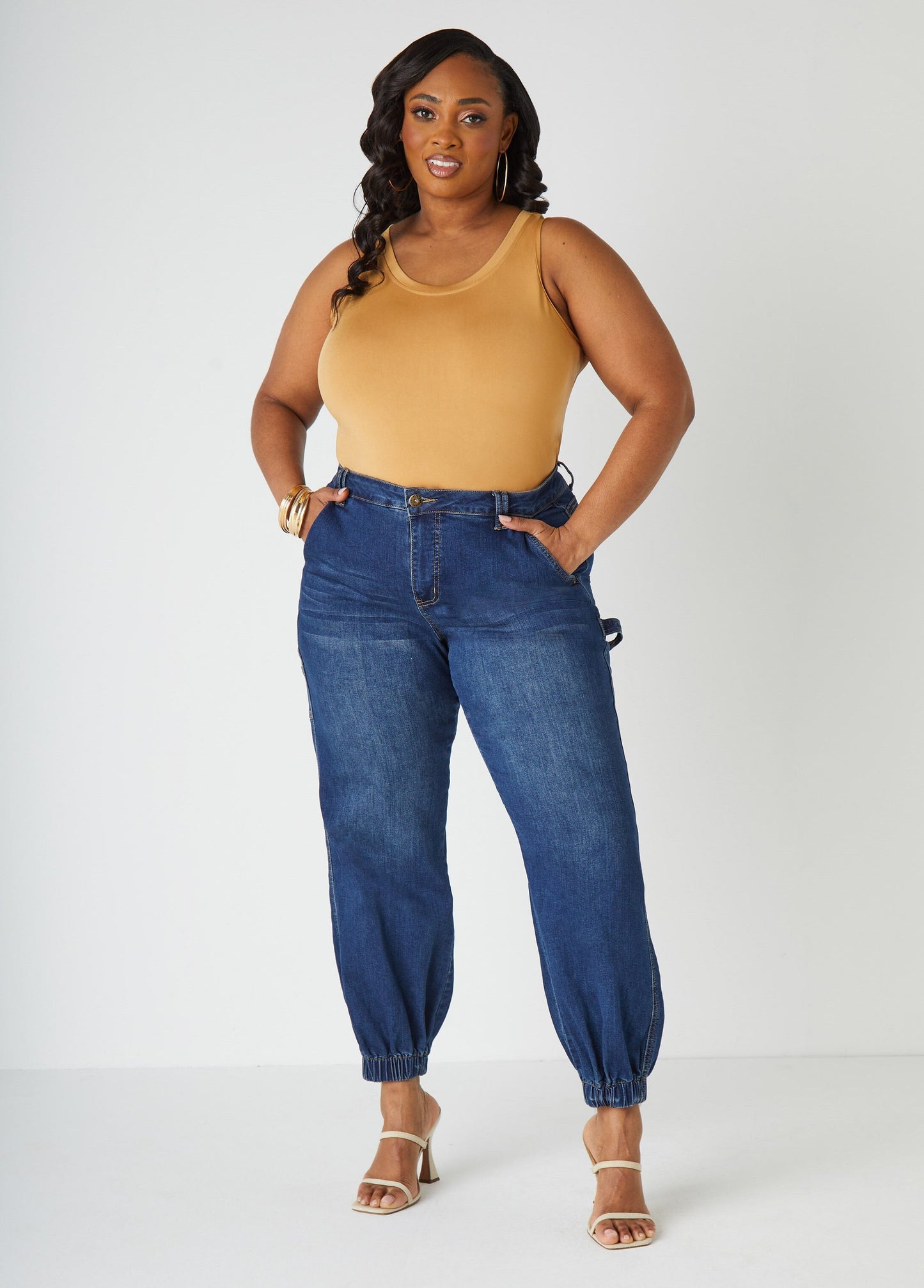 Ashley Stewart Plus Size Basic Tank Top Loose Plus Size Everyday Basic Knit Cami Iced Coffee