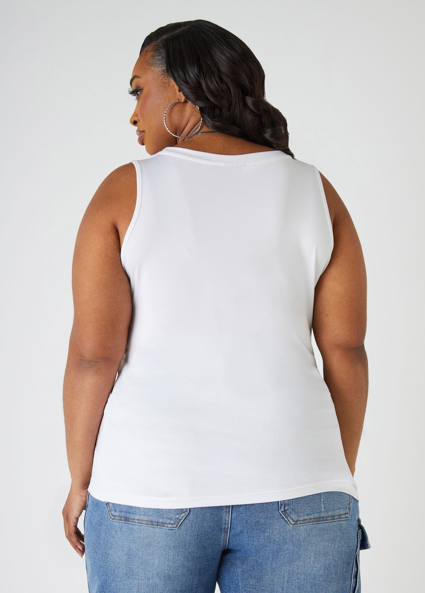 Ashley Stewart Plus Size Basic Tank Top Loose Plus Size Everyday Basic Knit Cami Iced Coffee