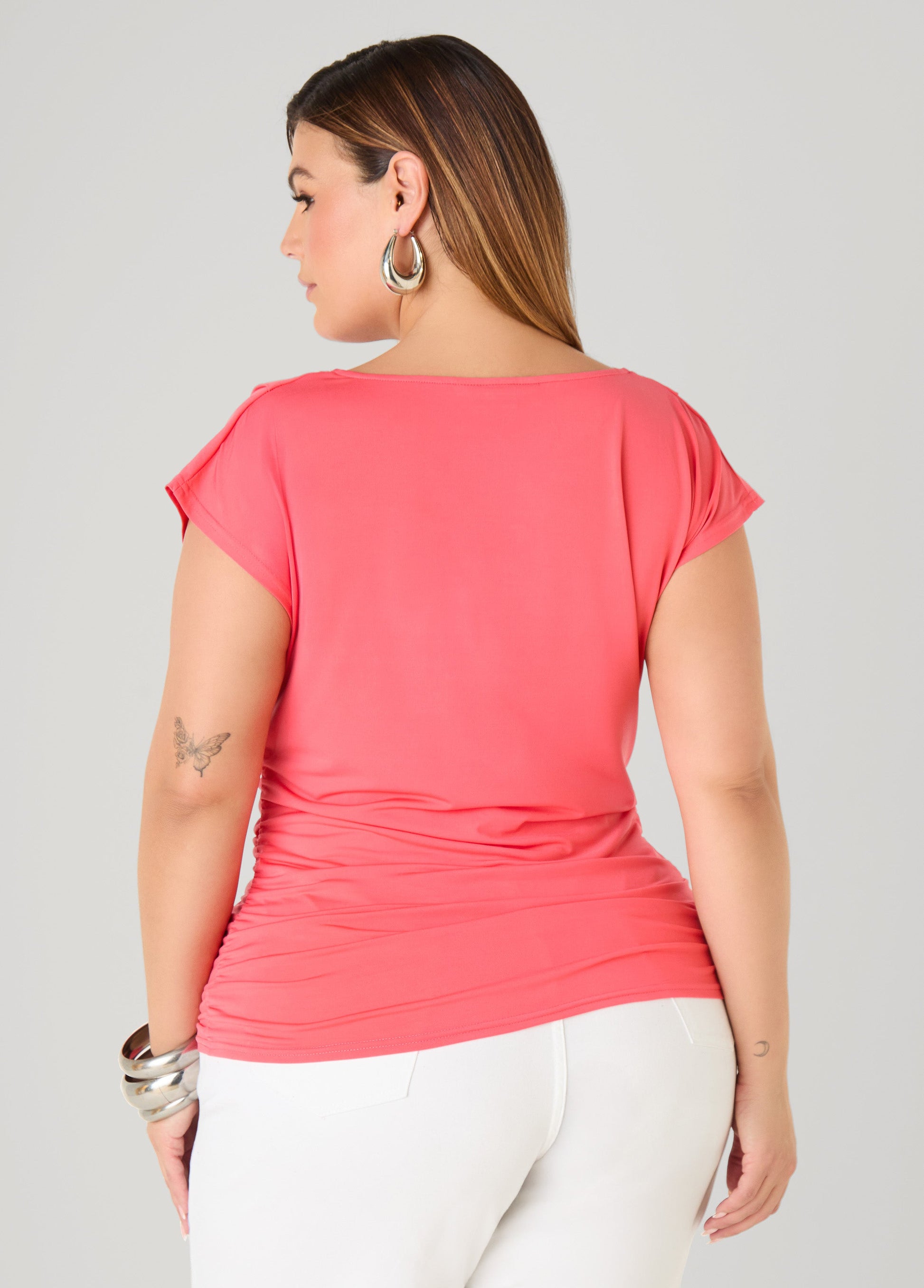 Ashley Stewart Cowl Neck Top White