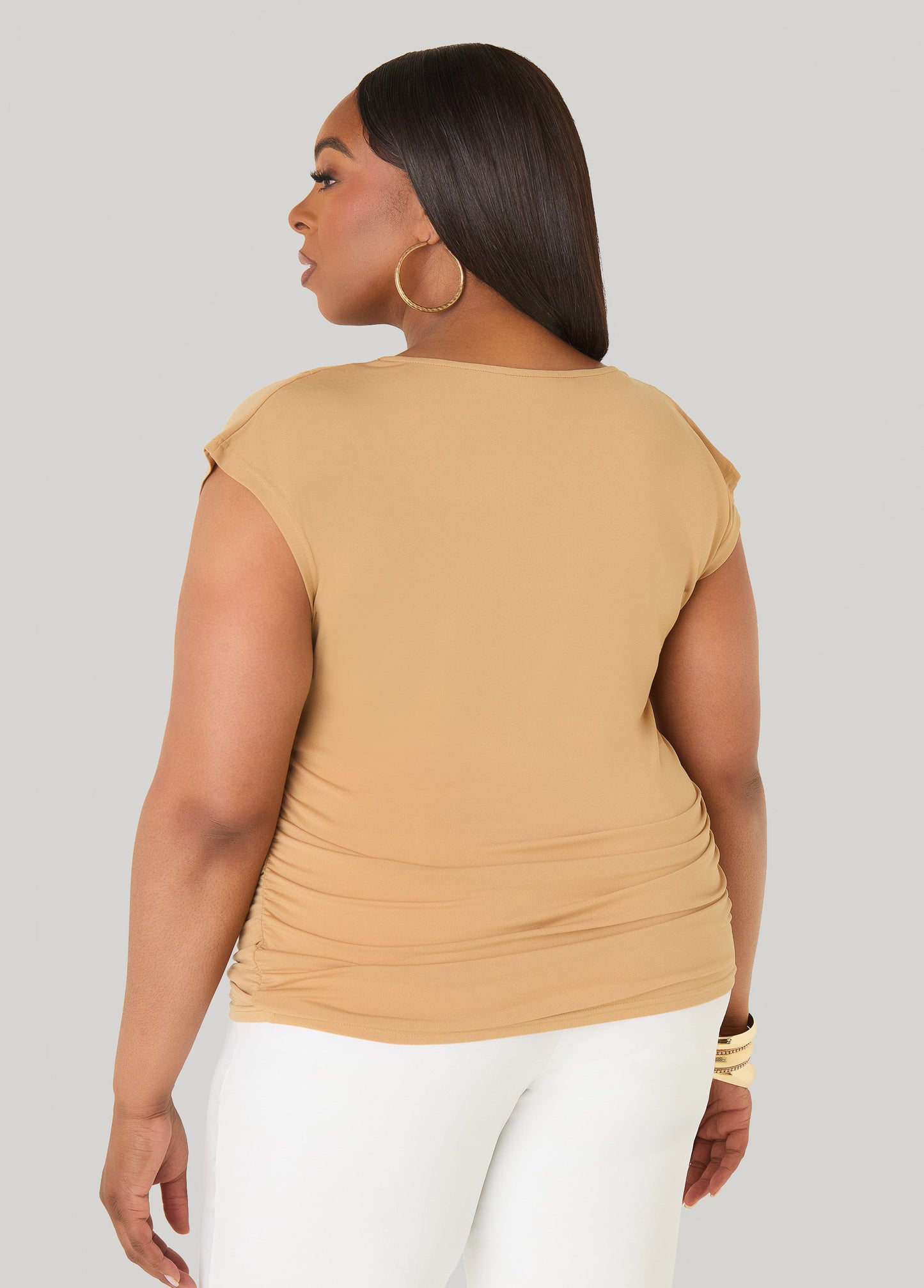 Ashley Stewart Cowl Neck Top White