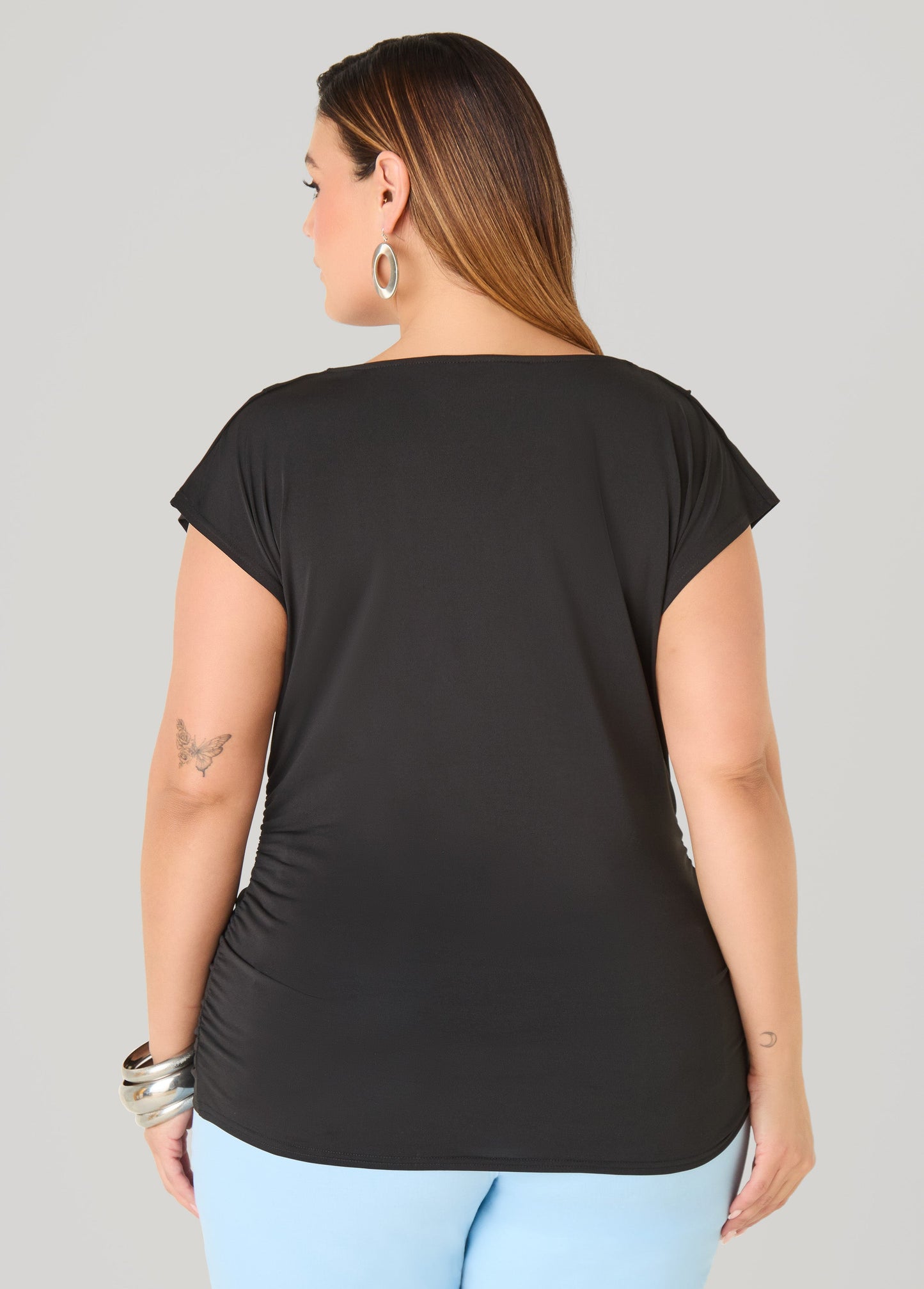 Ashley Stewart Cowl Neck Top White