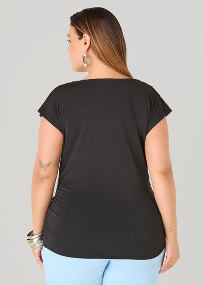 Ashley Stewart Cowl Neck Top White