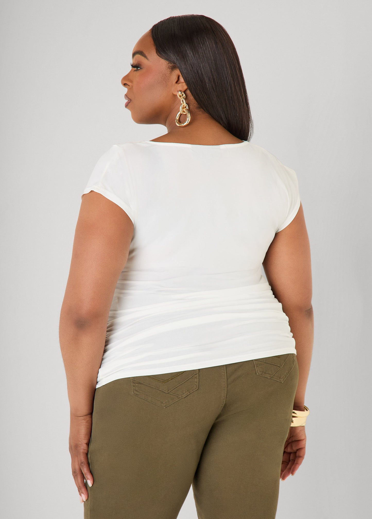Ashley Stewart Cowl Neck Top White