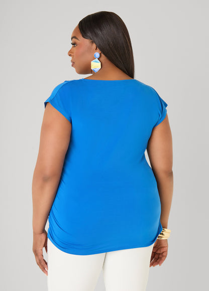 Ashley Stewart Cowl Neck Top White