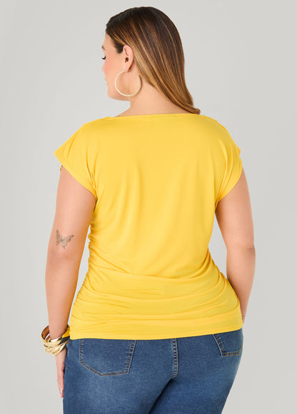 Ashley Stewart Cowl Neck Top White